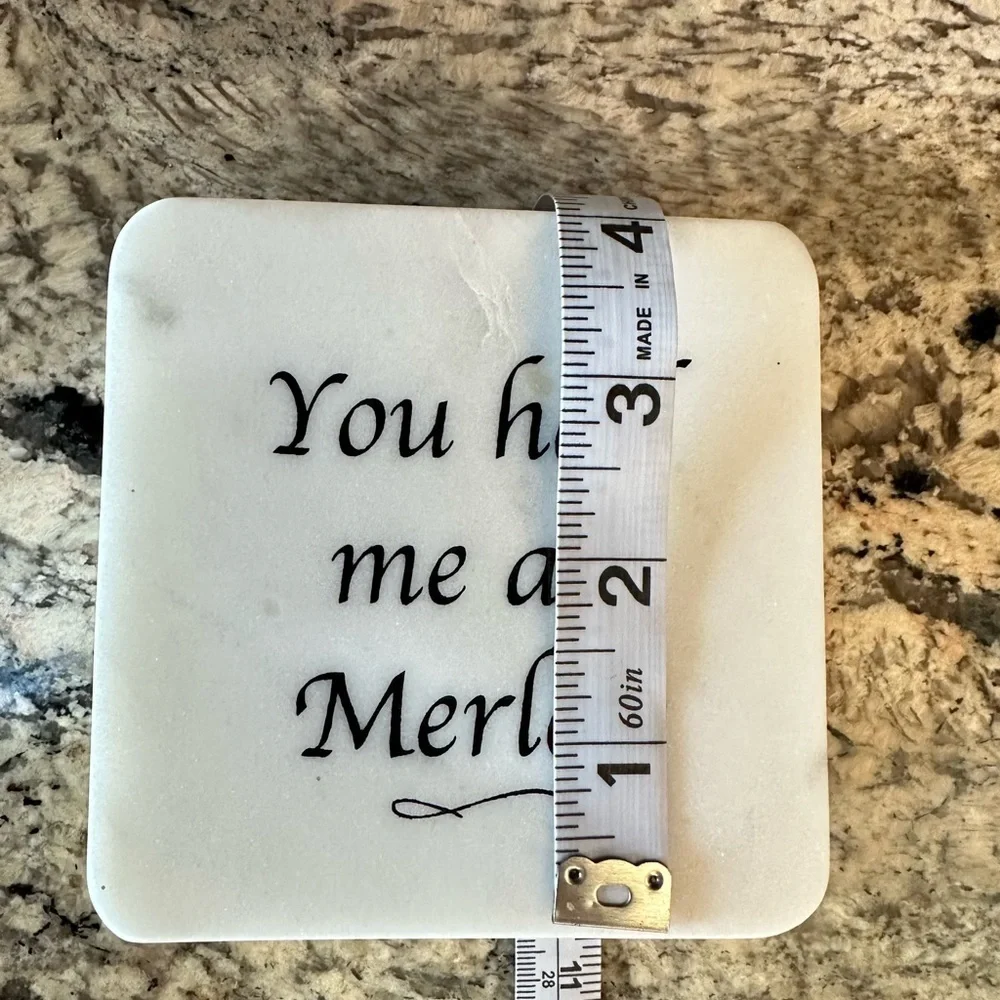 SOLID MARBEL COASTERS WINE lovers theme fun sayings nature stone set of 4 boxed